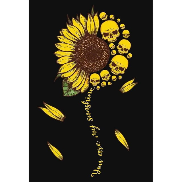 Taladro de pintura de diamante (DB6615) 5D DIY Calavera Cabeza Girasol Diamante de imitación redondo completo 45x60cm FLhrweasw Nuevo