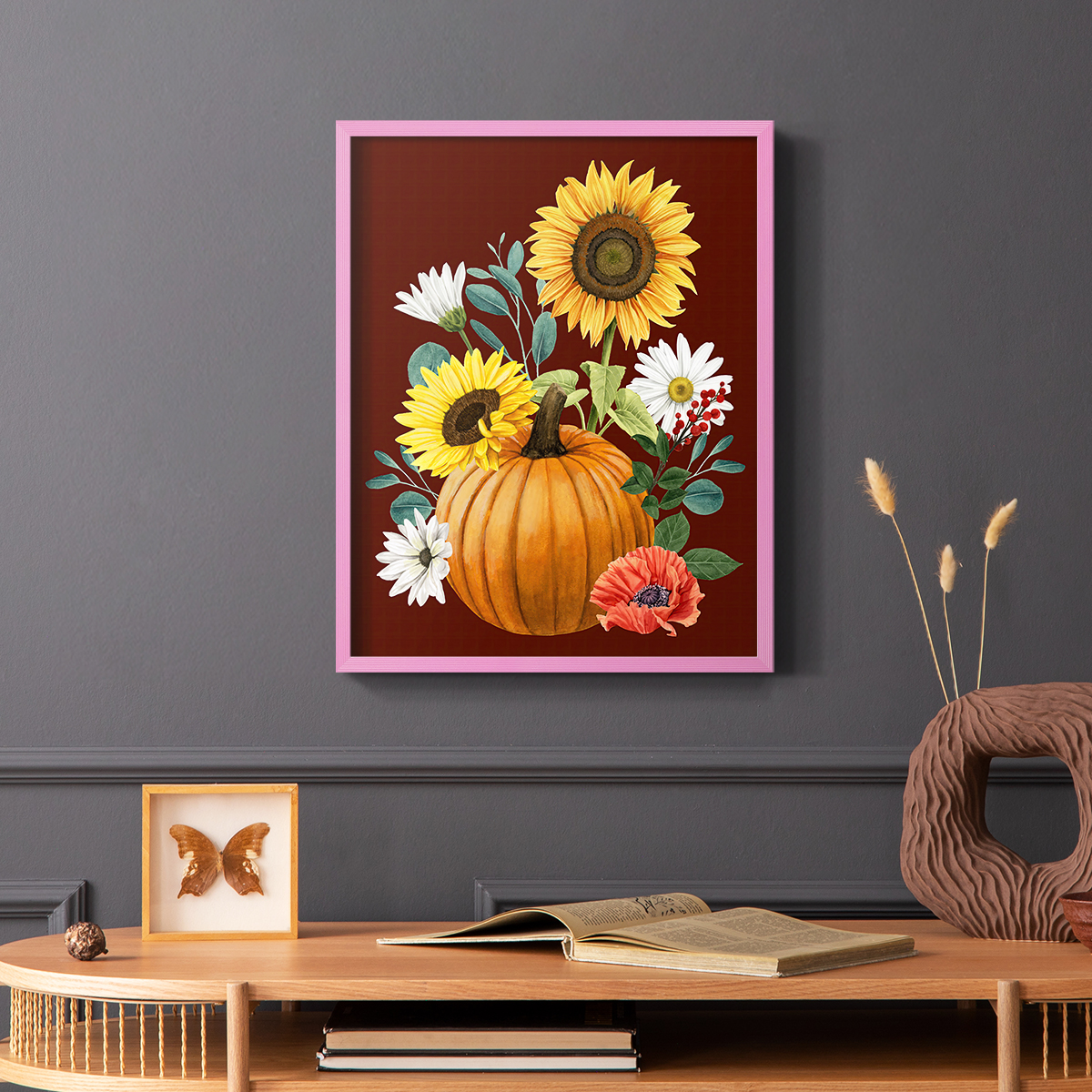 Beautiful Fall I Framed Print in Pink Solid Wood Framed Print No Nail Hanging