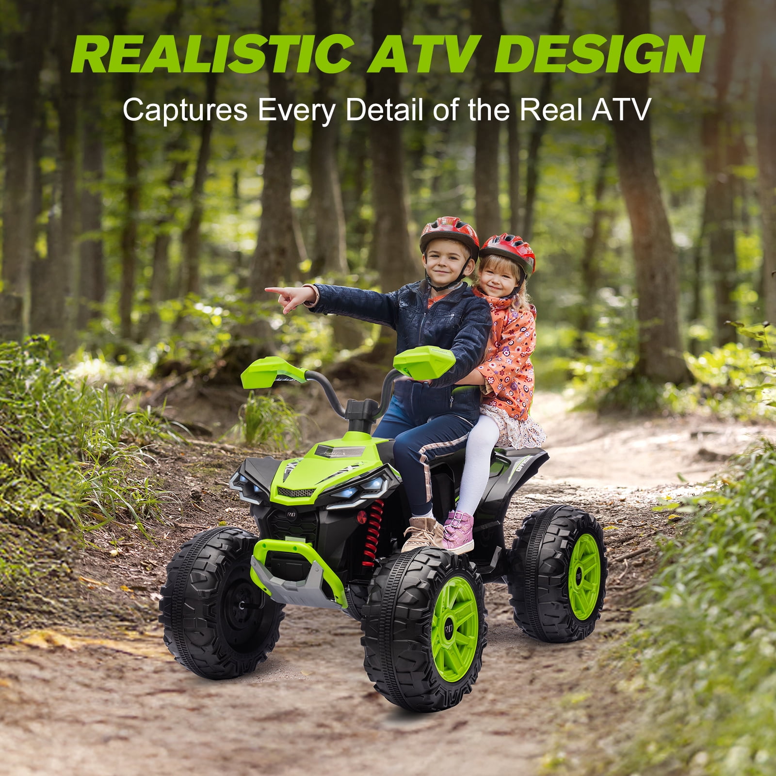 MUKIDY 24V Kids ATV 4-Wheeler, 24 Volt Ride on Toy for 3-8 Kid w/ 2x200W Motor, 5Mph Max Speed - Green