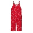 thumbnail image 5 of Aihuaihua Girls Casual Sleeveless Jumpsuit Bow Print Fashion Sleeveless Spaghetti Strap Romper with Pocket Red,150, 5 of 5