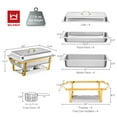 thumbnail image 2 of Chafing Dish, 4 Pack Full Size 8QT Rectangle Stainless Steel Gold Chafing Dishes Food Warmers for Parties, Events, Weddings, 2 of 12