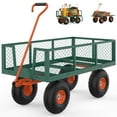thumbnail image 1 of Chariot de Jardin en Acier Robuste, Chariot de Jardin sur Roues, Chariots Utilitaires de Cour en Métal pour l'Extérieur avec Poignée Ajustable et Côtés Amovibles (Se Convertit en Plate-Bande), 1 of 7