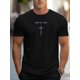 thumbnail image 1 of Camiseta de algodón suave para hombre, color negro, con la frase "Para un hombre de Dios". Transpirable y duradera. Estampado de cruz inspirado en la fe. Cuello redondo, manga corta. Uso diario inform, 1 of 5