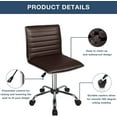 thumbnail image 5 of BOSSIN Adjustable Home Office Chair, Mid-Back Armless Ribbed Swivel Task Chair,Vanity Chair for Small Space, Living Room, Make-up, Studying (Brown), 5 of 15