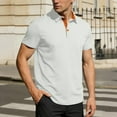 thumbnail image 4 of BUIGTTKLOP Mens Short Sleeve T Shirts Solid Color Button Golf Shirt Casual Breathable Business Office Tee Tops, 4 of 5