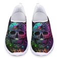 thumbnail image 1 of Zapatos planos casuales con estampado de calaveras góticas de colores para damas, zapatos de malla transpirables y cómodos, zapatillas nuevas para exteriores de verano y otoño, 1 of 5