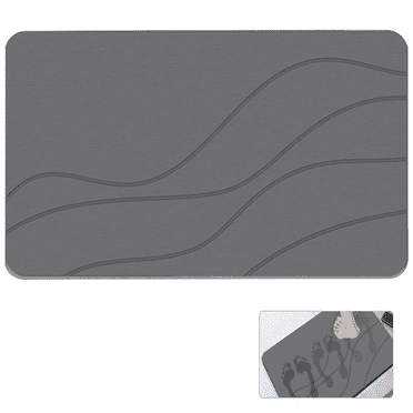 IAJXWI Super Absorbent Stone Bath Mat, Quick Drying Bathroom Shower Mat, Gray
