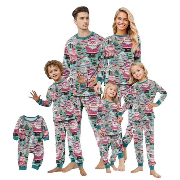 Christmas Family Matching Pajamas Sets, Thickened Plush Warm Flannel, Merry Christmas Pajamas, Long Sleeved Pajamas 2Pcs Set, Xmas Festival Pjs, Christmas Theme Pajamas