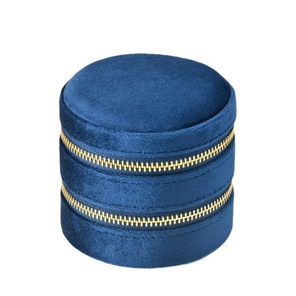Estuche para Pendientes Perfecl de Terciopelo Doble Capa Portátil Azul