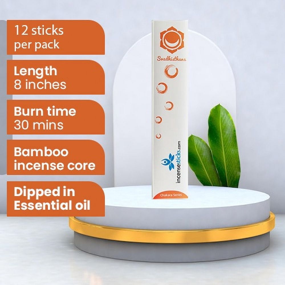 Svadhishthana Incense 8"12 Sticks-10 Packs-12 Incense Sticks per Pack | Ylang-Ylang based Concoction