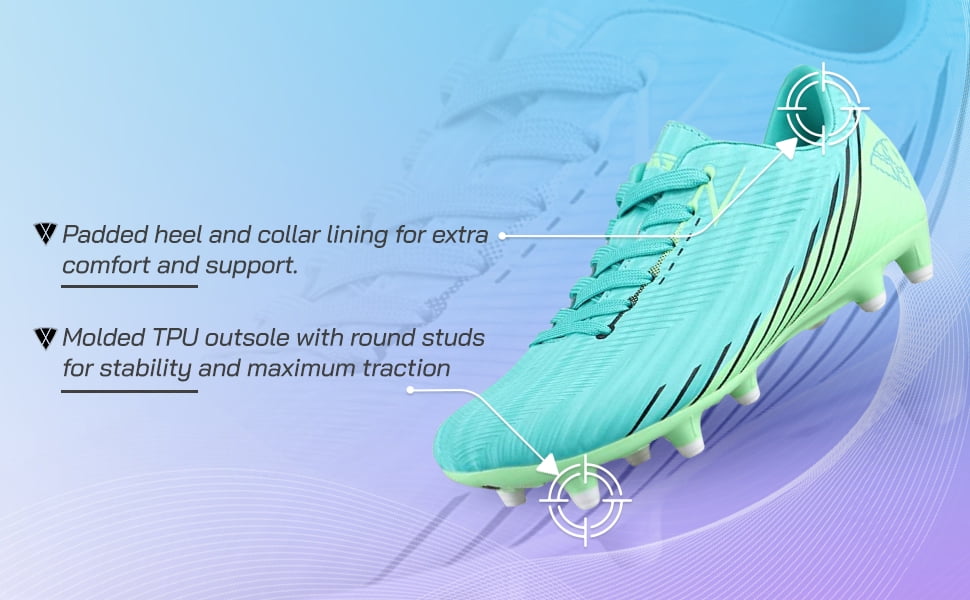 Vizari Kids Tesoro Junior Firm Ground Outdoor Soccer Shoes for Boys and Girls - White / Pink