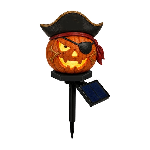 Fall Decor Pumpkin Solar Stake Light, Halloween Outdoor Decor Jack O Lantern Garden Light Resin Yard Decoration for Lawn Garden Pathway Seasonal Holiday Display