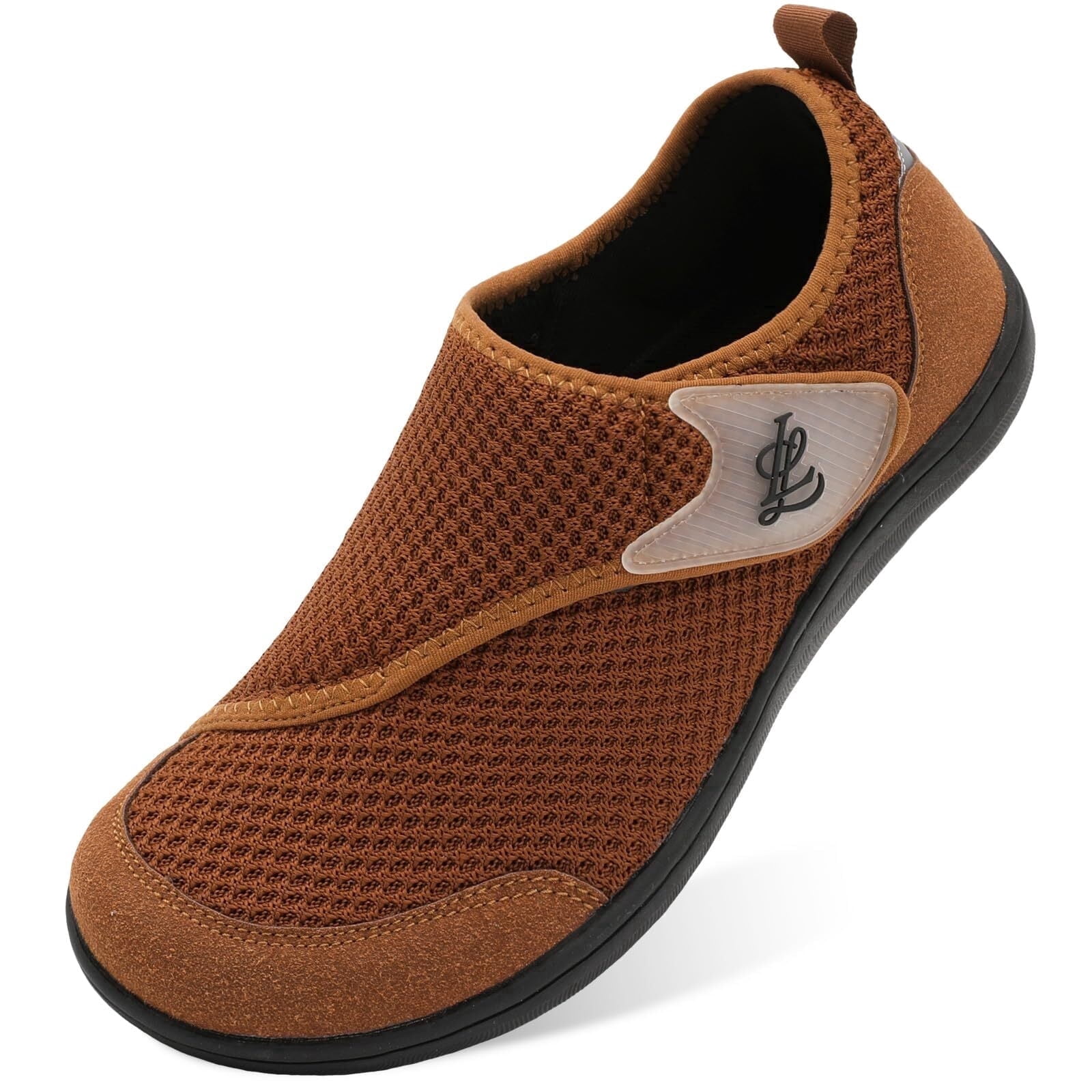Barerun Men Diabetic Shoes Wide Width Adjustable Indoor Outdoor Rubber Sole Anti-slip Barefoot Walking Shoes