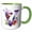 Green/White, variant on 3drose, Pretty Floral Monogram Initial V, 11oz Two-tone Black Mug