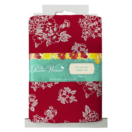 The Pioneer Woman 44" x 1 yd Cotton Classic Floral Bouquet Precut Sewing & Craft Fabric, Red