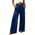 thumbnail image 3 of fatyb Womens Velour Pants Wide Leg Drawstring Velvet Trousers Dressy Business Work Pants with Pockets, 3 of 6