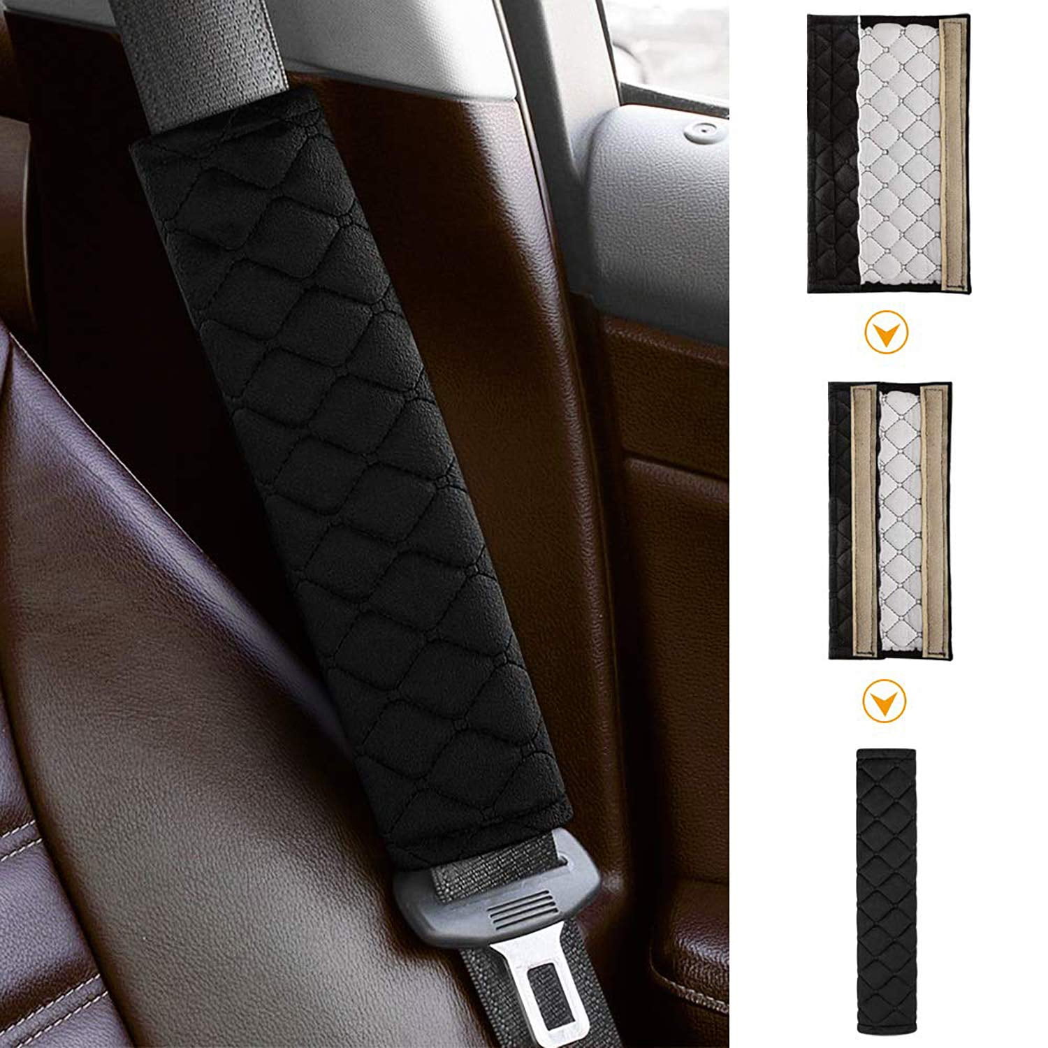 Black Car Safety Seat Belt Shoulder Comfortable Harness Pads Covers Cushion FG 