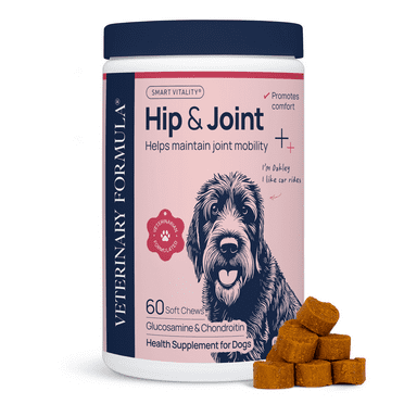 Veterinary Formula Hip & Joint Support Mobility Supplement for Dogs, Smart Vitality with Glucosamine, 60 Chews
