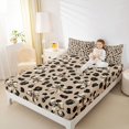thumbnail image 2 of Manfei Cartoon Cute Bow Fitted Sheet Full,Brown Leopard Print Bed Set,3pcs,1 Fitted Sheet and 2 Pillowcases, 2 of 6
