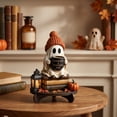thumbnail image 5 of JHRGJIO Cute Ghost Reading Statue, Wooden Base Fall Figurine Bookshelf Accent, Halloween Decorations Indoor Outdoor Tabletop Home Decor Display Piece Spooky, 5 of 6