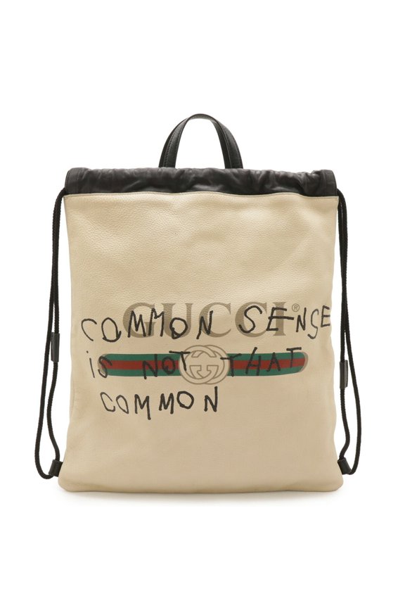 Pre-Owned GUCCI Gucci Print Coco Capitan Drawstring Backpack/Tote Bag in Ivory and White...