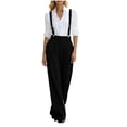 thumbnail image 3 of Zynoxe Womens Plus Size Wide Leg Pants Trendy Straight Pleated Detachable Suspender High Waistband Suit Trousers with Pockets Black S, 3 of 8