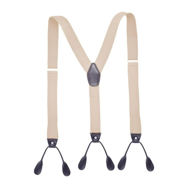 Tirantes elásticos ajustables con botones divididos para hombre, con espalda en Y, para camisas. Beige