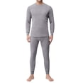 thumbnail image 2 of Men's Winter Thermal Base Layer Set, Golden Fleece Round Neck Long Sleeve Quick-Dry Top and Pants, Warm Sportswear For Fitness and Outdoor,Light Gray,3XL, 2 of 5