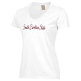 thumbnail image 2 of Women's  White South Carolina State Bulldogs Script Logo Comfort Wash V-Neck T-Shirt, 2 of 3