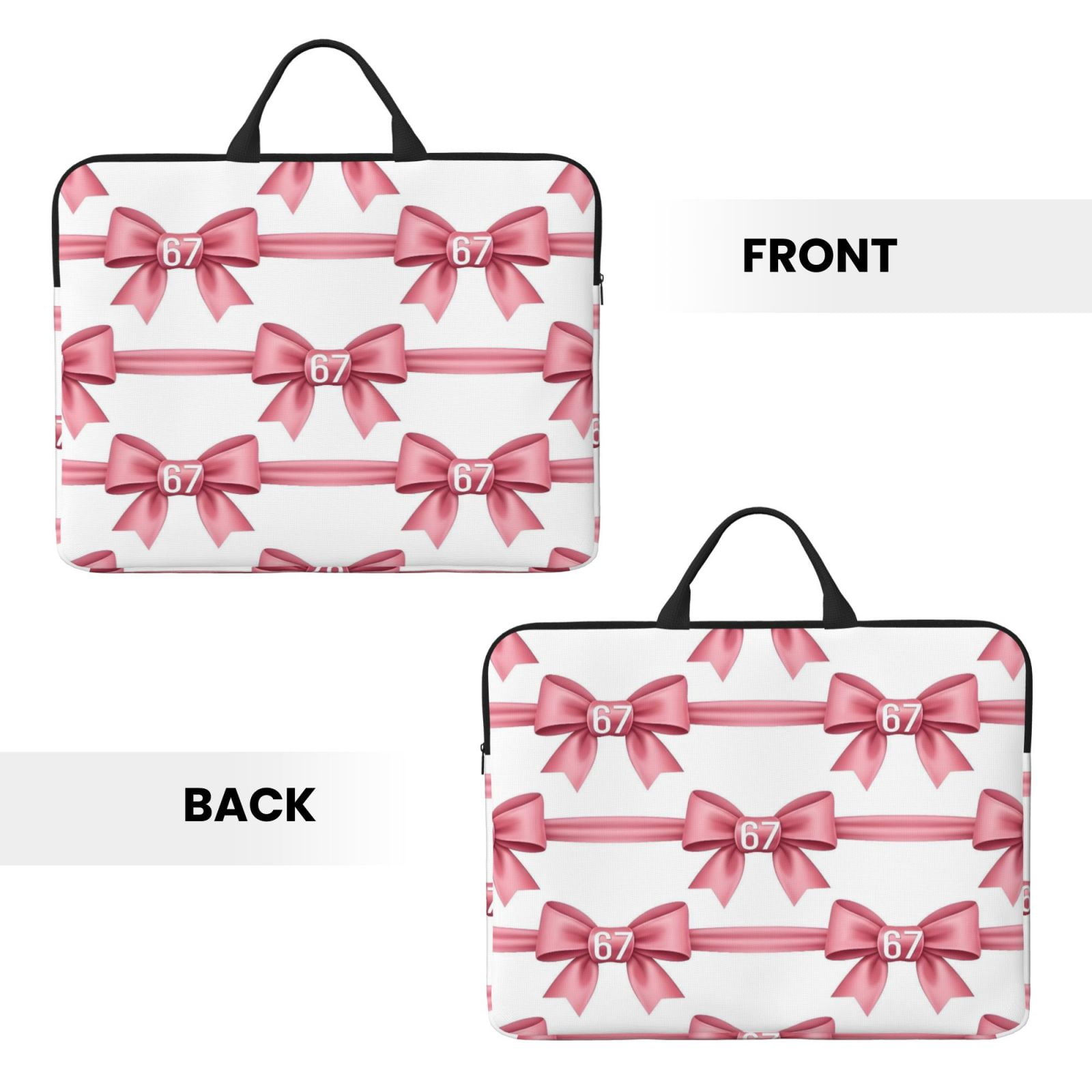 Laptop Sleeve Bag For Women Men 14inch Waterproof Durable Protective Computer Carrying Cover Handle Laptop Case Bag Pink Ribbon Pattern 67 Variation