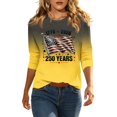 thumbnail image 5 of Fabrcox S-5XL 250 Anniversary USA T Shirt 1776-2026 Flag Print Gradient 3/4 Length Sleeve Womens Tops Independence Day Patriotic Freedom Funny 4th of July Shirts for Women Yellow 5XL, 5 of 6