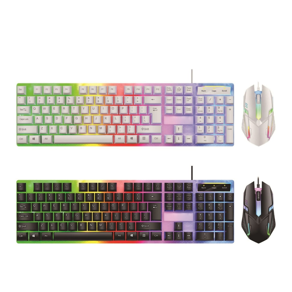 USB Cord 104Key RGBs Illuminated Keyboards Mouse Combo With Suspended Keycaps And Mechanical Feel For PC Laptop