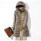 thumbnail image 5 of Chaqueta de plumón ligera y de moda con capucha y corte ajustado de longitud media para mujer de otoño e invierno, talla grande, 5 of 6