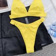 thumbnail image 4 of Women's Ribbed O-Ring String Padded Low Waisted Bikini Set Swimsuit, 4 of 5