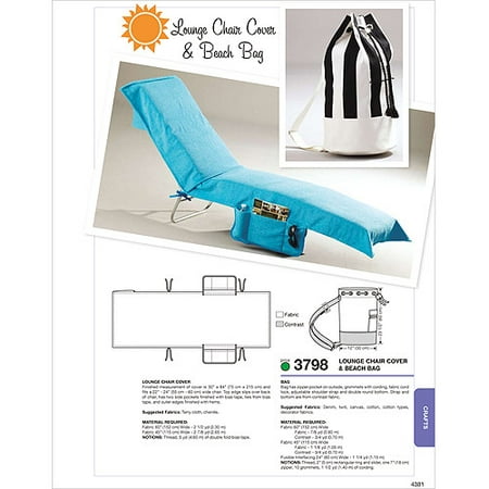 Kwik Sew Pattern Lounge Chair Cover and Beach Bag - Walmart.com
