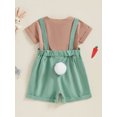 thumbnail image 4 of Toddler Baby Boy Easter Outfits 6 12 18 24 Months 2T 3T 4T Solid Color Short Sleeve Button Down Shirt with Bunny Embroidery Overalls Shorts Clothing Set, 4 of 9