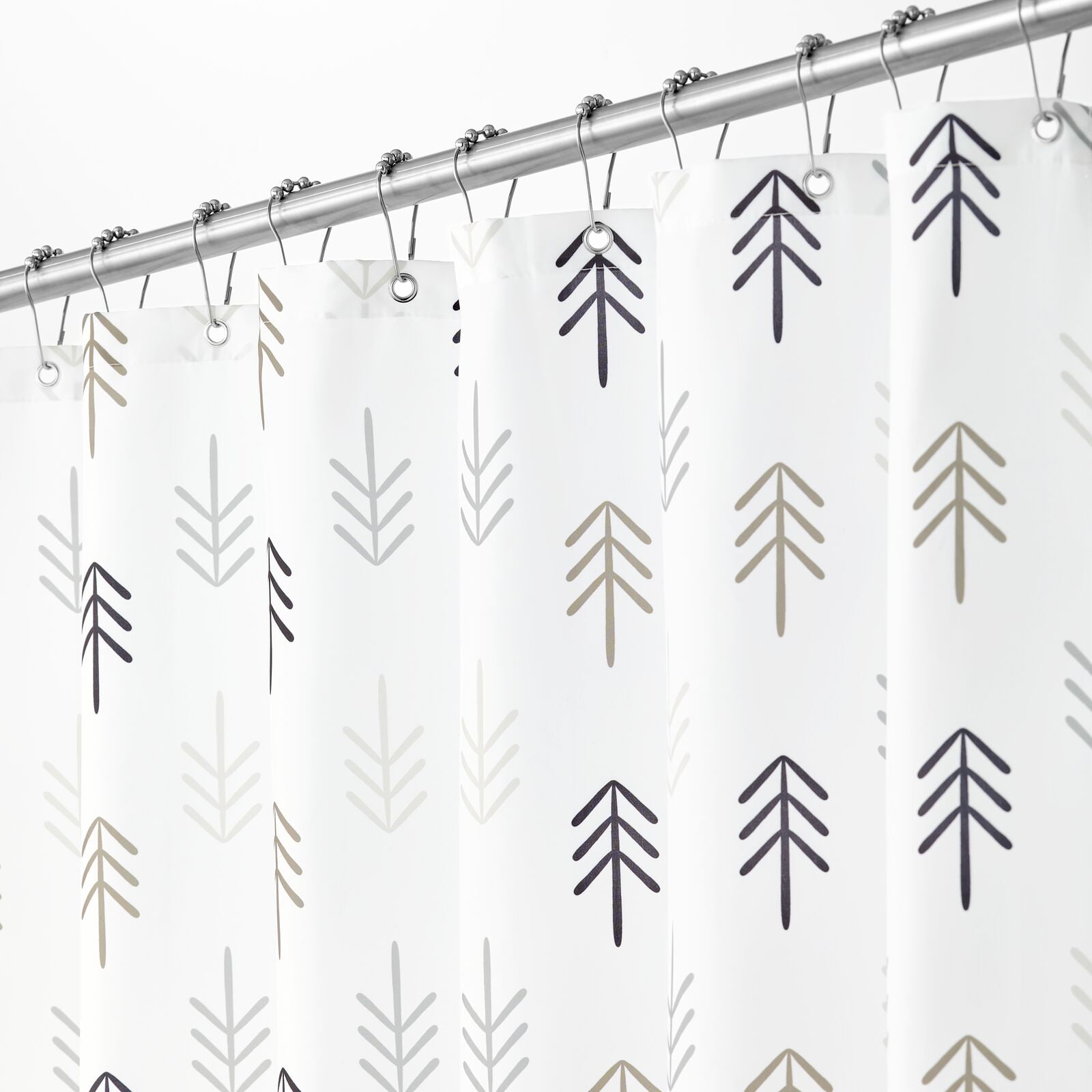mDesign Decorative Arrow Print, Easy Care Fabric Shower Curtain with Reinforced Buttonholes, for