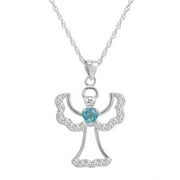 Angle View: Swiss Blue and White Topaz Angel Pendant-Necklace in Sterling Silver