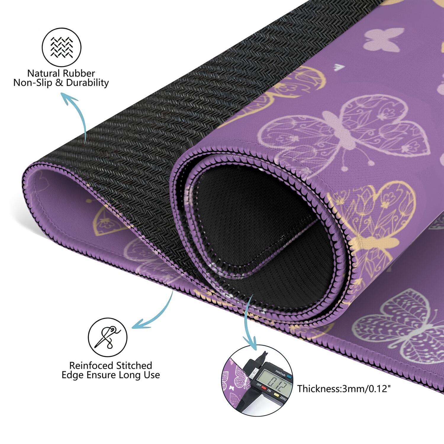 Butterfly Mahjong Mat for Table, 31.5*31.5in Anti Slip American Mahjong Table Cloth, Noise Reduction, Neoprene Mah jongg Mat with Carrying Bag & 3 Dices, Mahjong Set Gift for Board Tile Games Mats
