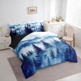 thumbnail image 3 of Homewish Natural Botanical 7-Piece Twin Bedding Sets,Tropical Pine Tree Bedding Comforter Set,Blue White Sheet Sets For Adults,Microfiber Bedroom Decor Reversible, 3 of 8