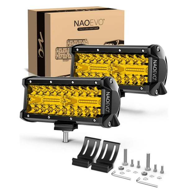 Barra de luces LED NAOEVO de 7 pulgadas, 240 W, 24.000 lúmenes, camión todoterreno
