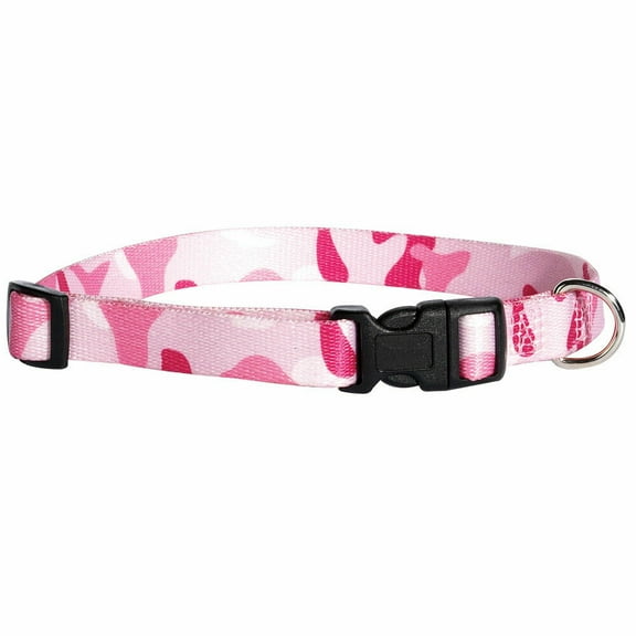 Camo Dog Collars Two Tone Pink or Green Camouflage Adjustable Nylon Choose Size (Pink - Small)