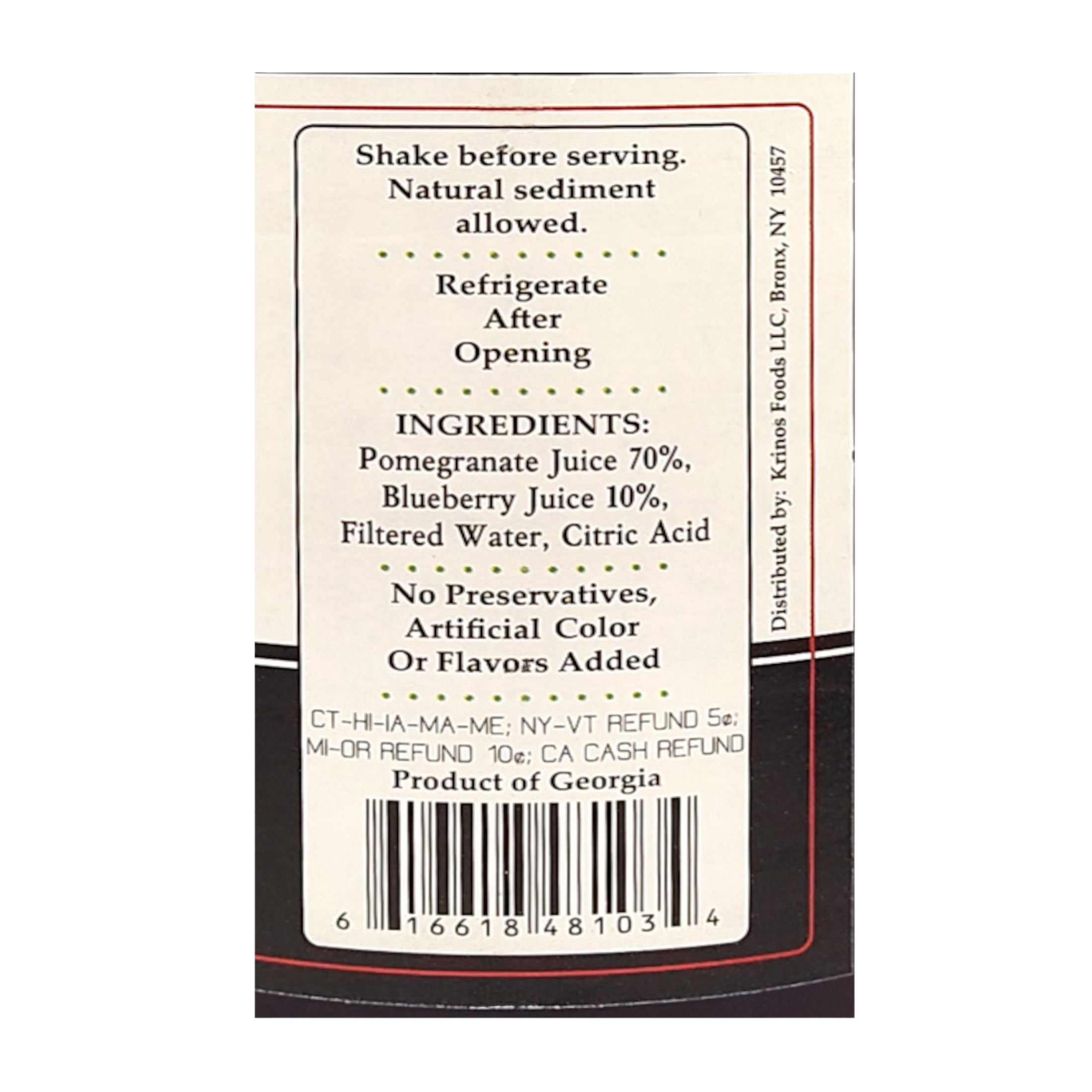 Marco Polo Pomegranate Blueberry Juice with Smooth Texture, 33.8 Fl Oz