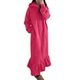 thumbnail image 1 of Vestido holgado de manga larga con capucha y estampado liso para mujer talla grande - Vestido informal tipo sudadera con bolsillos, primavera/otoño/invierno, 1 of 5