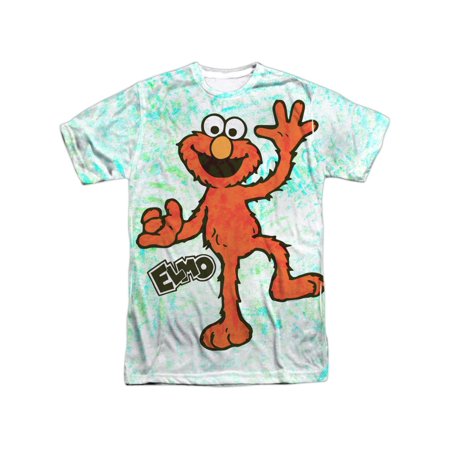 Sesame Street Classic TV Show Waving Elmo Adult Front/Back Print T-Shirt