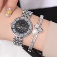thumbnail image 3 of Reloj de pulsera elegante de cuarzo para mujer con correa de aleación y esfera grande (plata + negro), 3 of 3