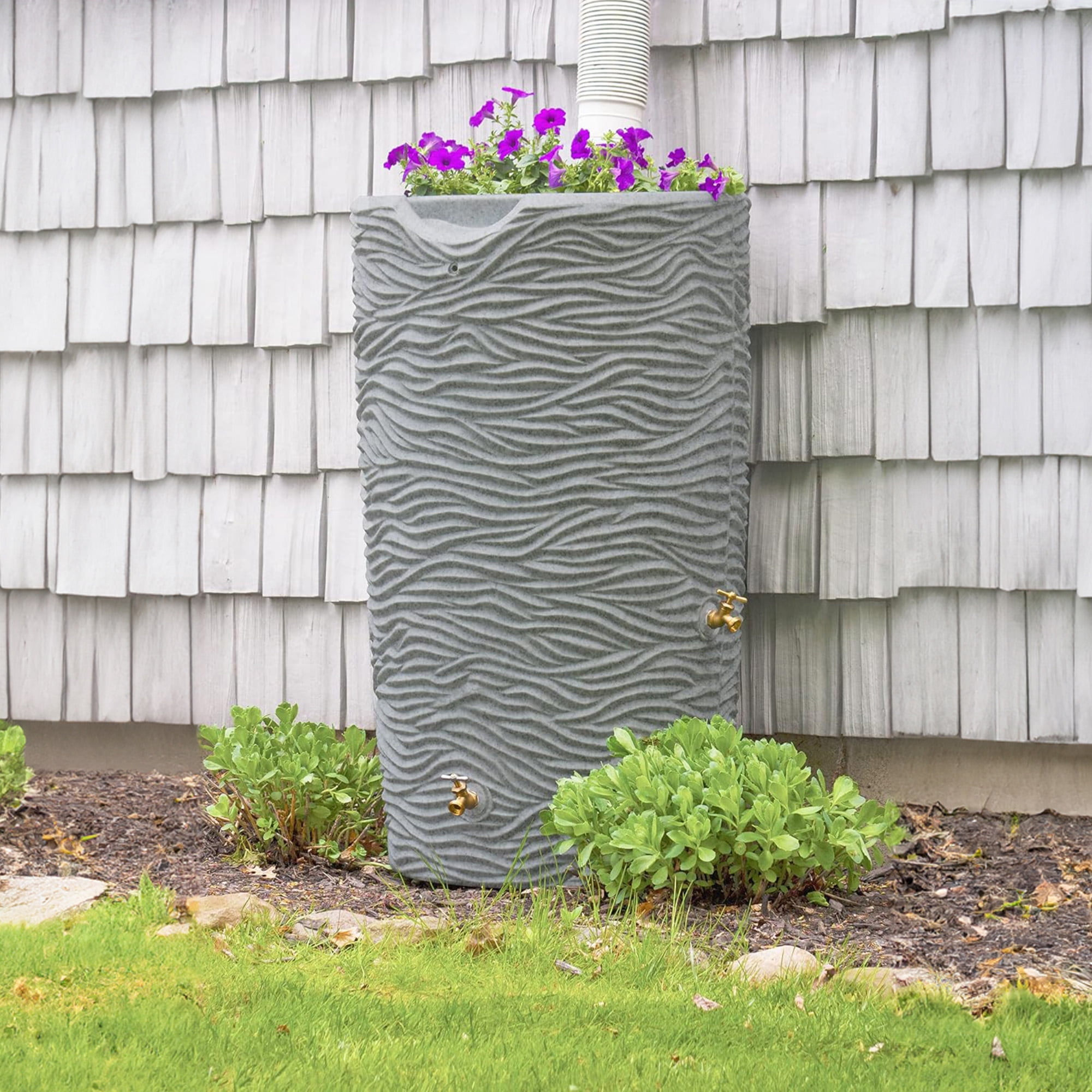Good Ideas Impressions Palm 65 Gallon Rain Saver - Dark Granite
