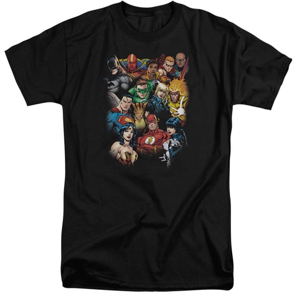 JLA Justice League The Leagues All Here S/S Adult Tall Black
