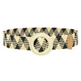 thumbnail image 2 of Womens Striped Printed Woven Elastic Summer Belt Skinny With Wood Buckle, 2 of 4