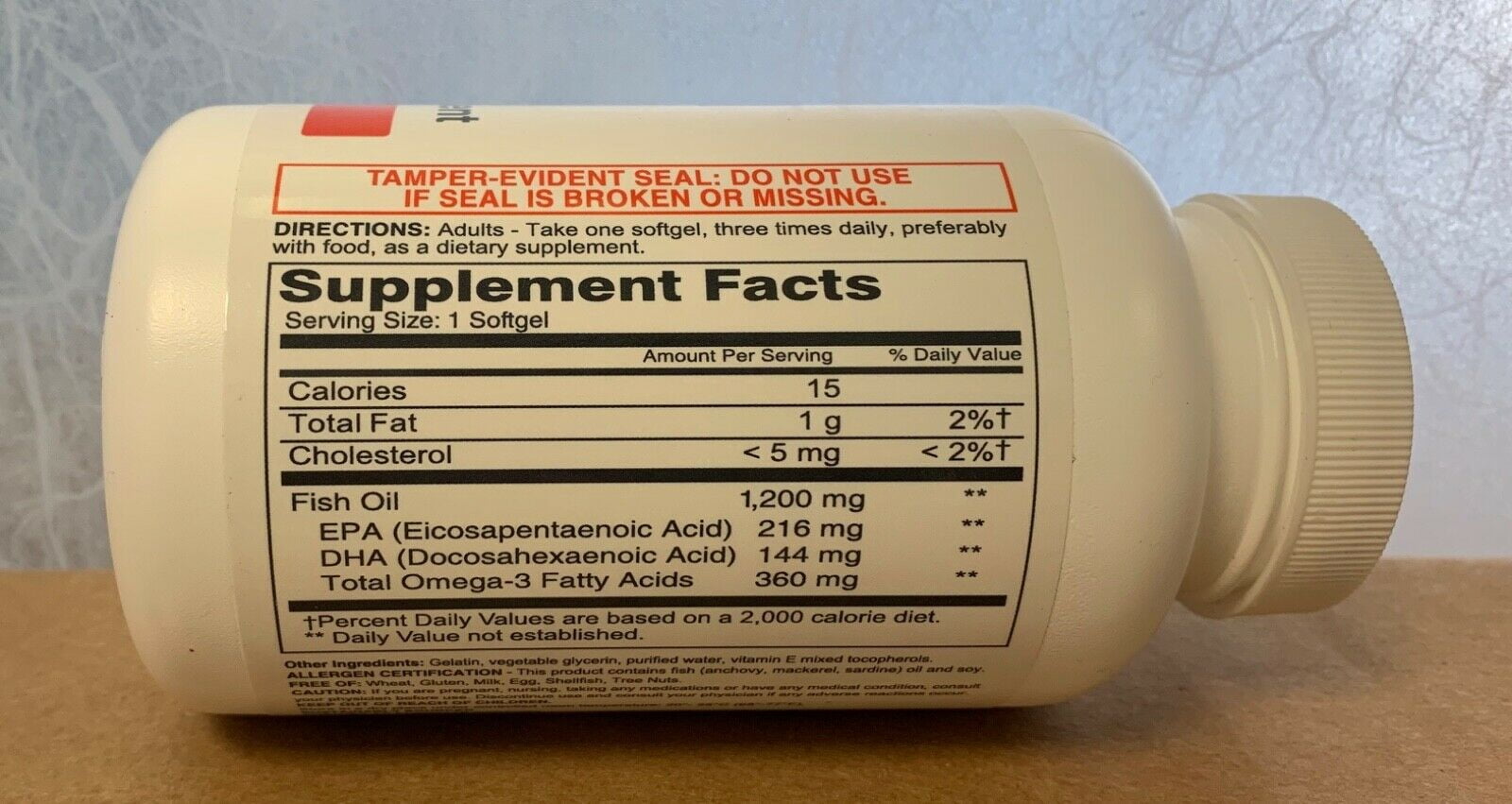 (pack of 5) Rugby Fish Oil 1200 mg dietary supplement 100/ bottle (total 500 ct)